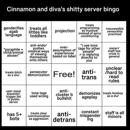 a bingo for shitty discord servers